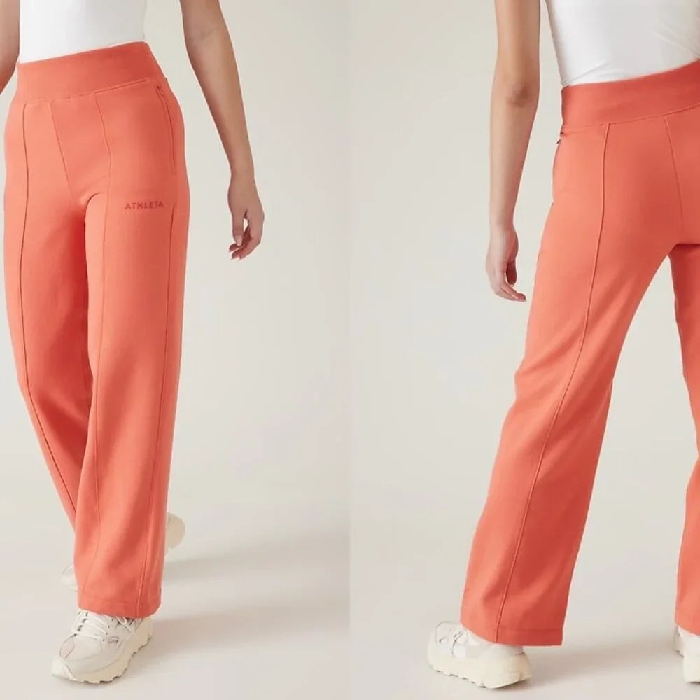 ATHLETA petite retro plush logo straight leg pants in soft persimmon (MP)